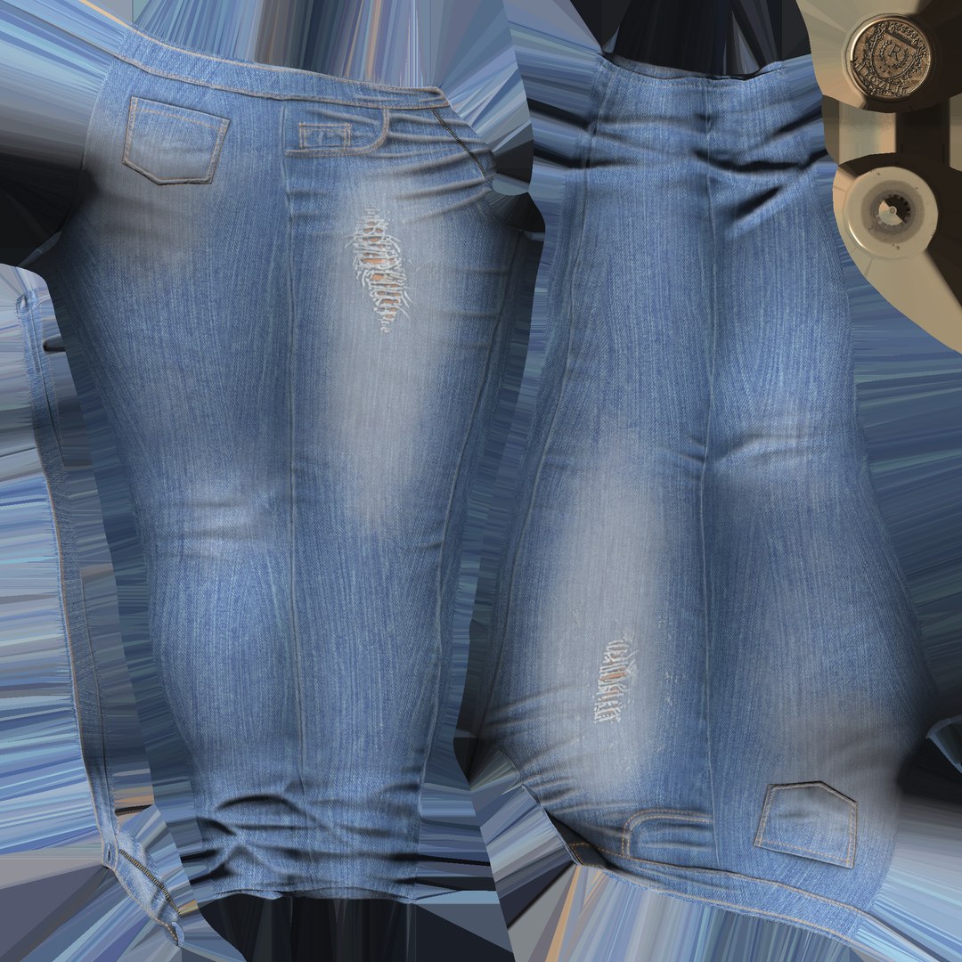 Unbuttoned Torn Denim Jeans Pants 3D - TurboSquid 1916615