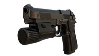 Realistic 9mm Baretta 3D Model with Rigging Magazine and Bullets