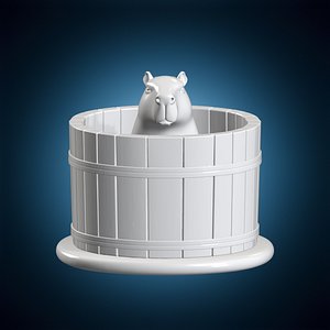 Capybara in Tub 3D Print Model