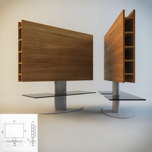 3d tv-stand base wood metal