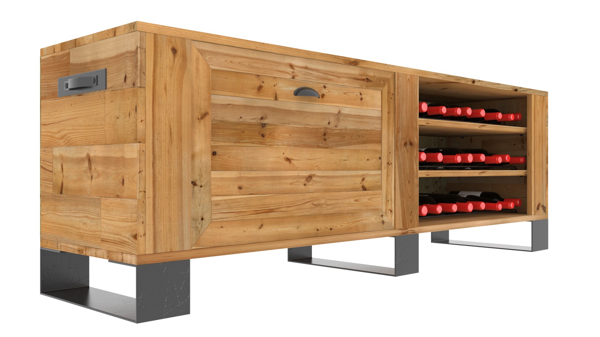 3D Wooden Tv Stand Wine Rack TurboSquid 1525575