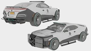 3D model Sci Fi Police Car Rigged 3D Model Futuristic Vehicle