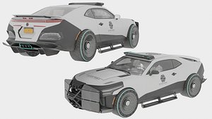 Sci Fi Police Car Rigged 3D Model Futuristic Vehicle