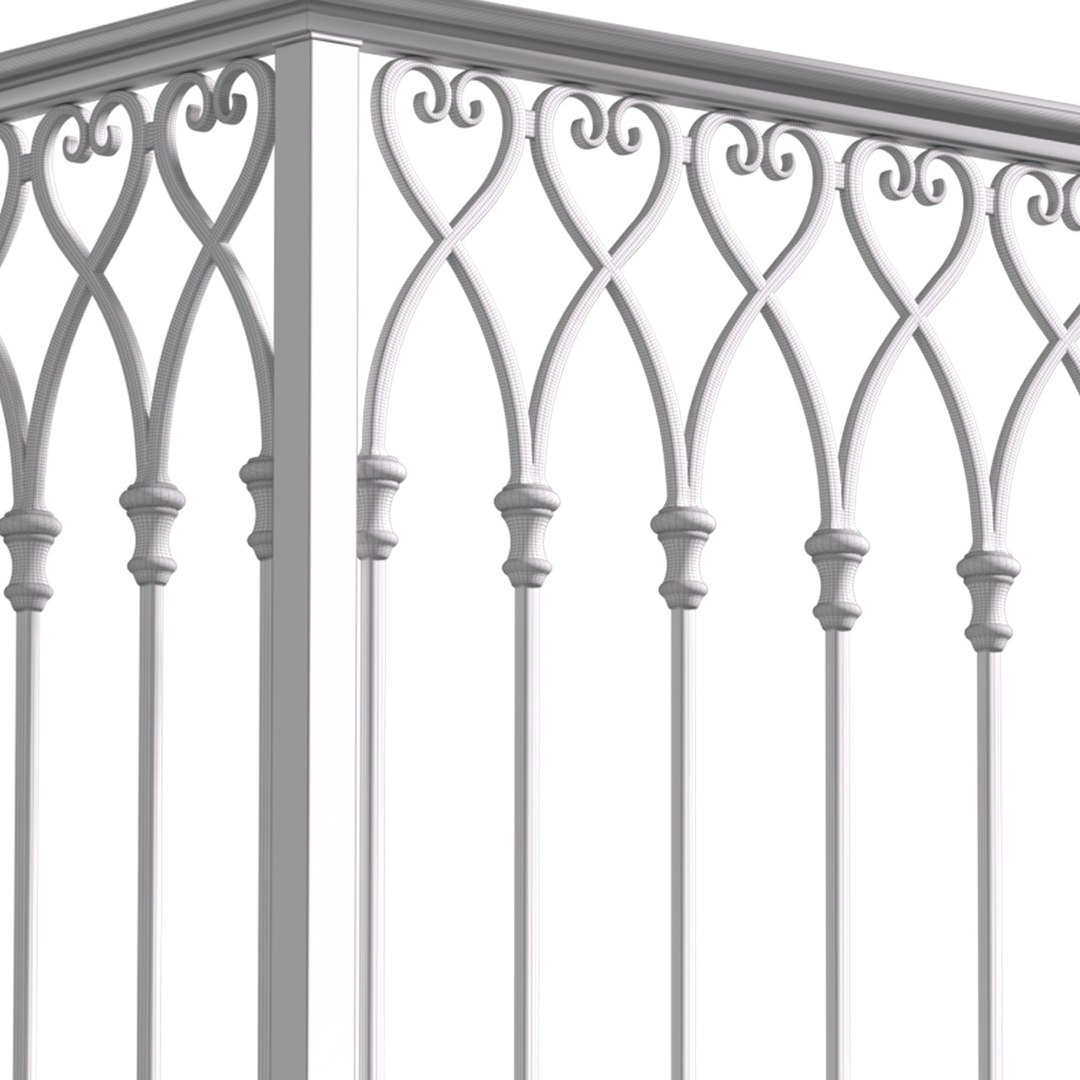 3D Model Eastern Balcony With Wrought Iron Railing - TurboSquid 1992113