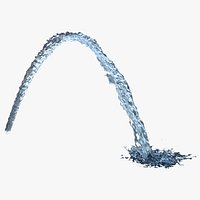 Arch Fountain animation with variable flow rising on side at 75deg - Duration of 20s at 30fps