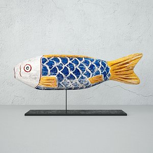 3D African wooden fish 1 model