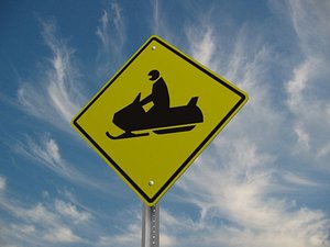 Snowmobile Crossing Road Sign
