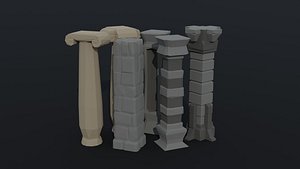 3D model Low-poly Cartoon fantasy column Polygonal