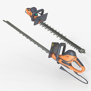 Orange Professional Electric Hedge Trimmer 3D model