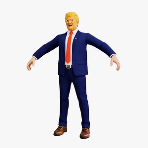 Donald Trump Stylized Cartoon Character Rigged 3D Model model