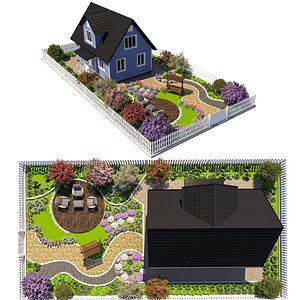 Detailed House and Landscape 3D Scene 3D model