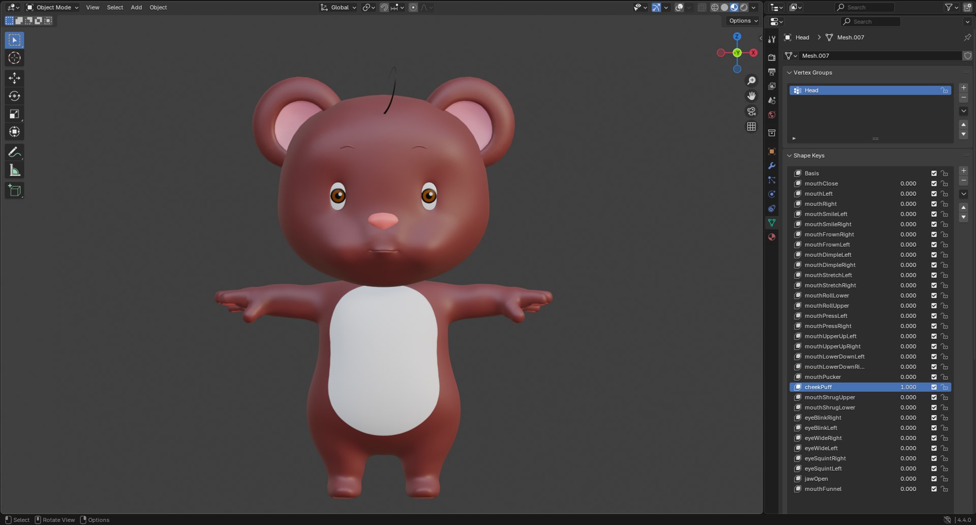 Cartoon Bear Cub ARKit Blendshapes Rigged 3D Model - TurboSquid 2402274
