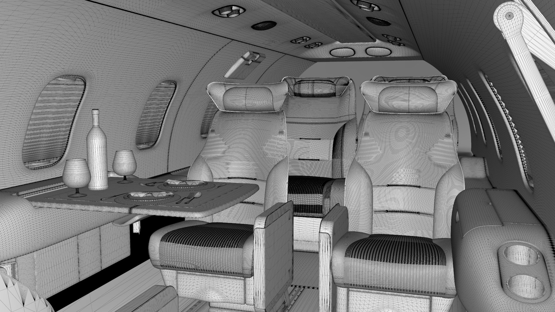 Learjet Modern Concept Interior And Private Jet Seats 3D Model ...