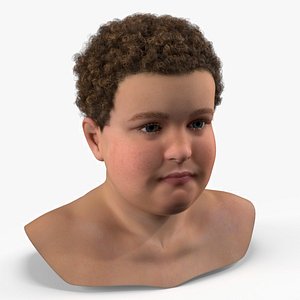 3D Chubby Boy Head with Curly Hair model