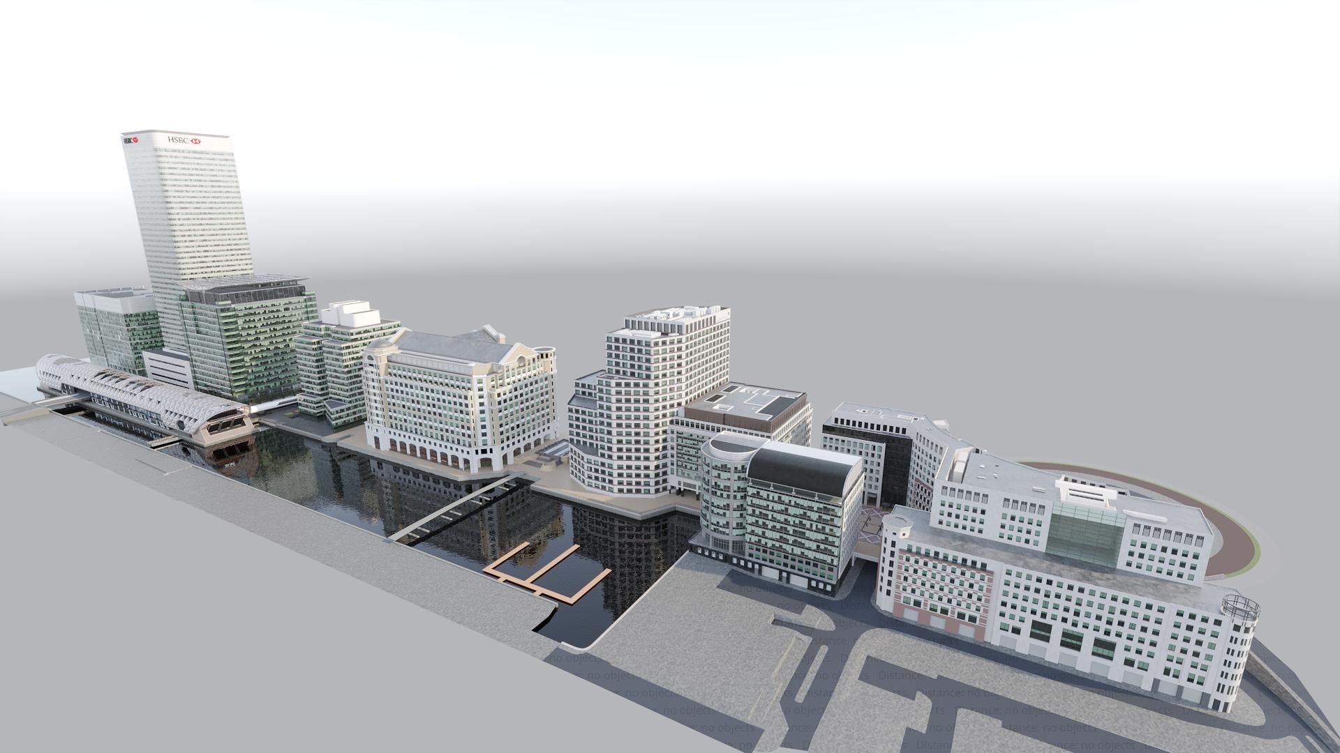 3D Canary Wharf North Dock - TurboSquid 2176286