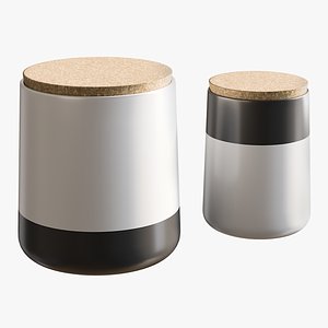 3D realistic black white canisters model