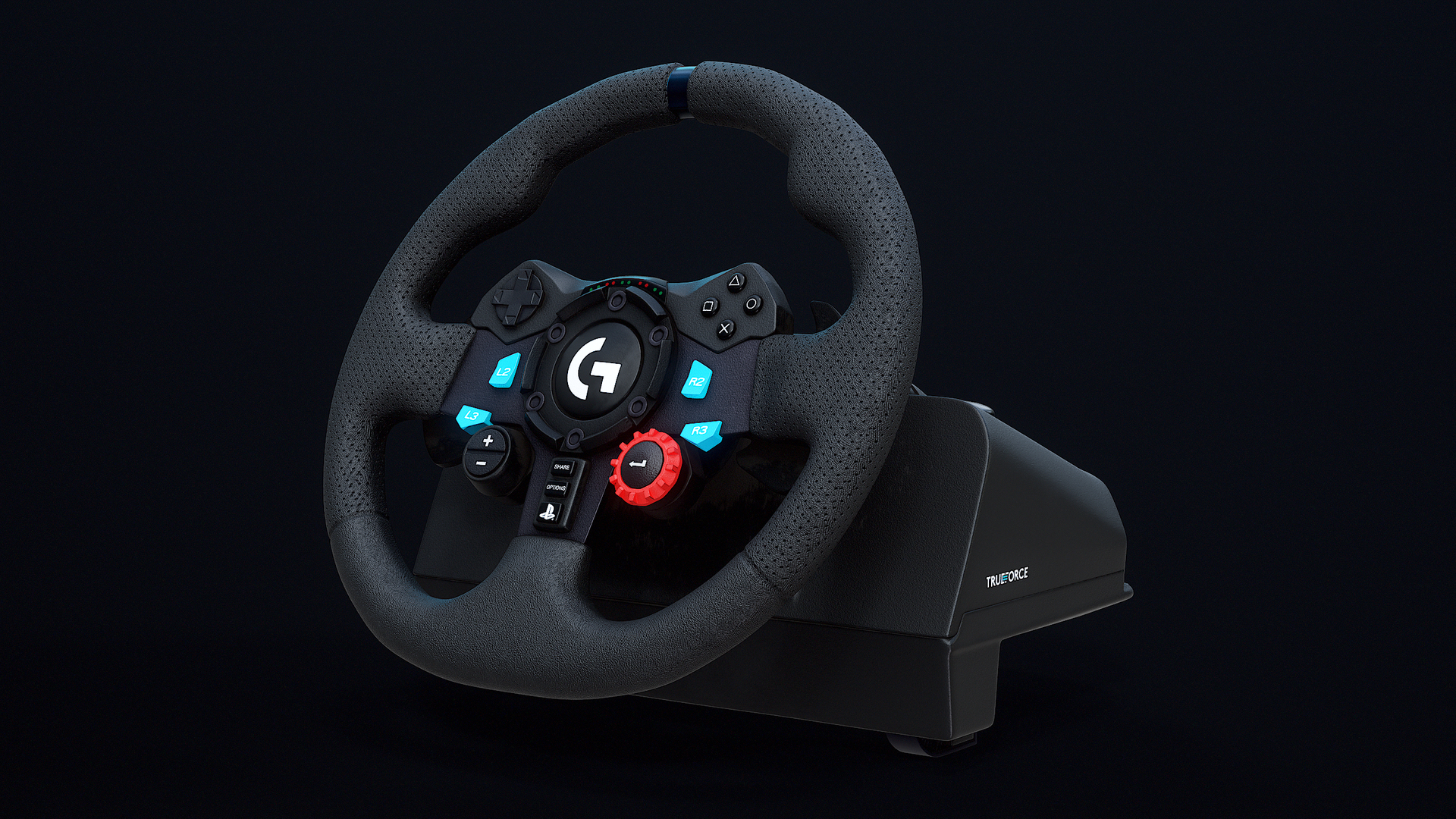 3D Logitech G29 Driving Force Racing Steering Wheel PBR