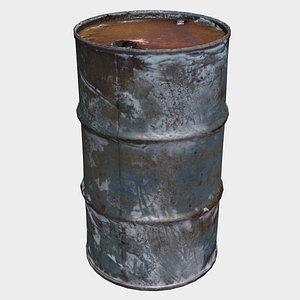 3D model old metal barrel