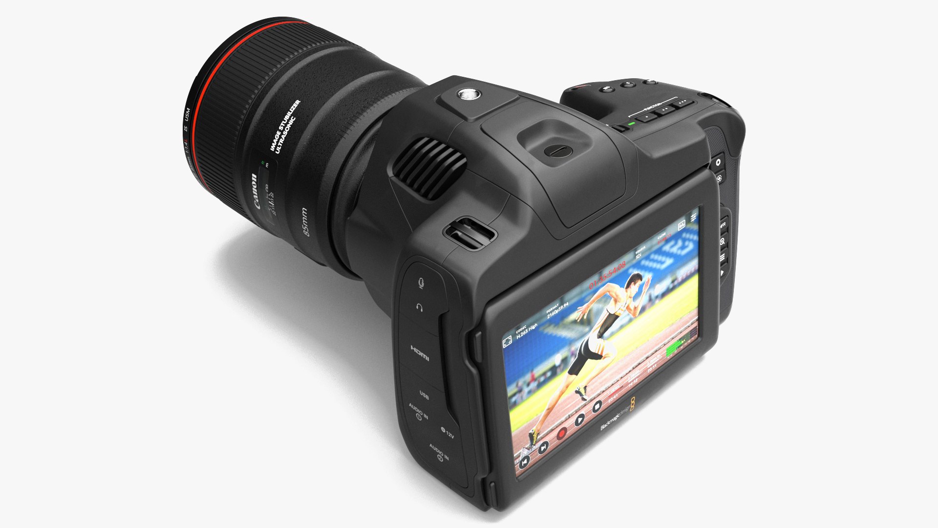 Camera Blackmagic Design 6K G2 Light On with Lens 3D model preview