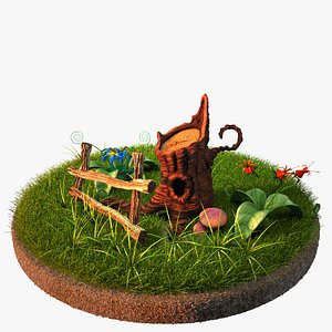 3d scene grass plants model