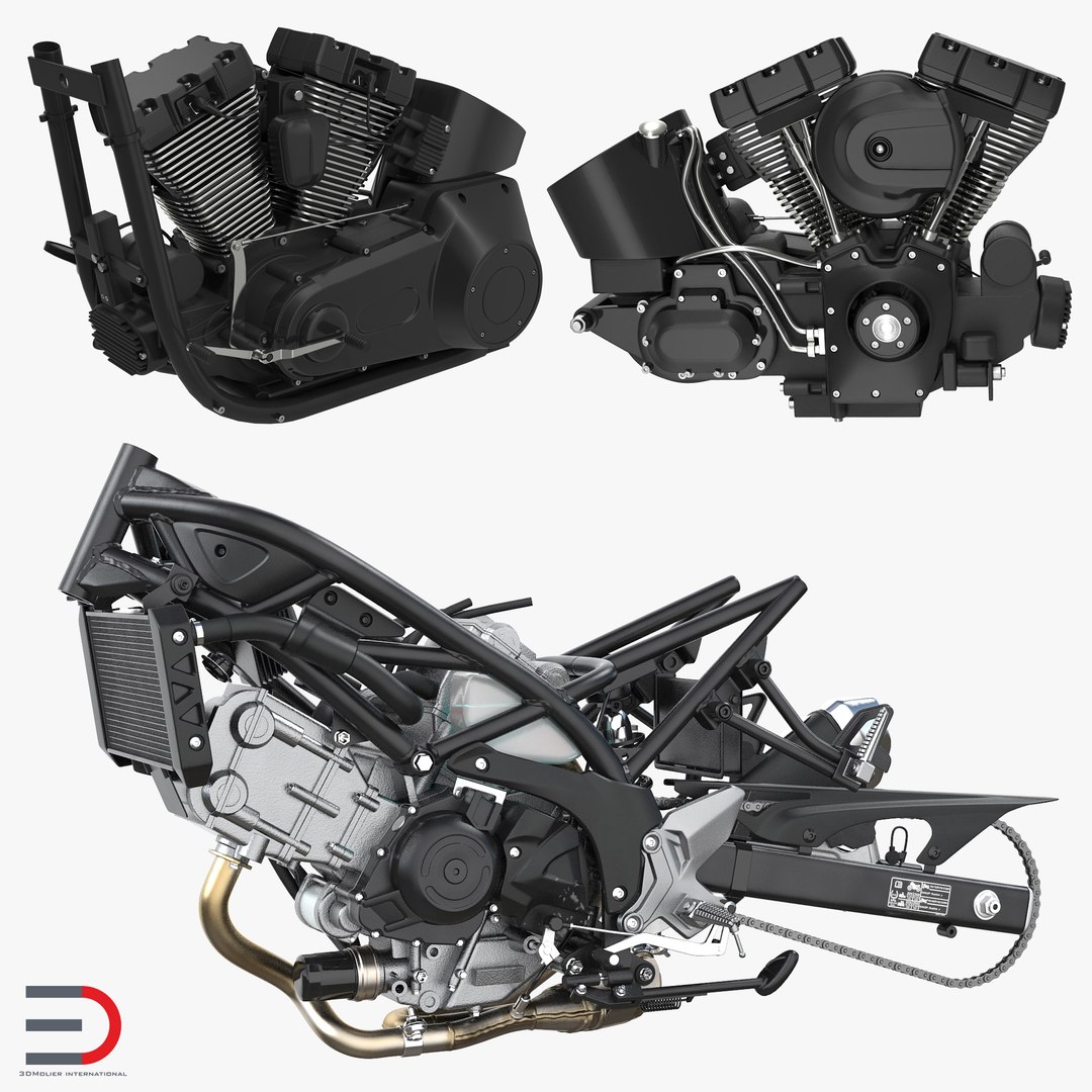 Motorcycle Engines Collection 3D model preview