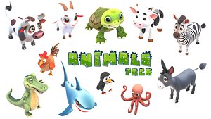 Stylized Animals Pack Rigged Game Animation Ready Low-poly 3D model 3D model