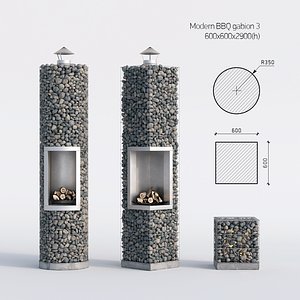 3D model 3 stones barbecue