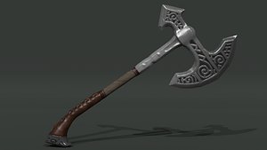 3D model Low Poly Medieval War Axe Model