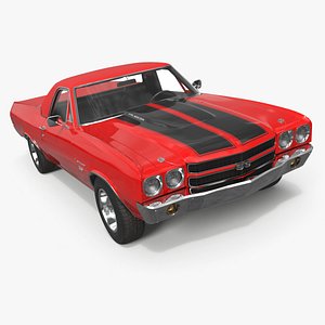 3D model Red Chevrolet El Camino SS 1970