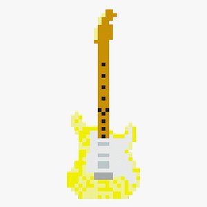 Voxel Yellow Guitar 3D model