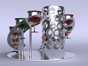 cocktail serving set glasses 3d model