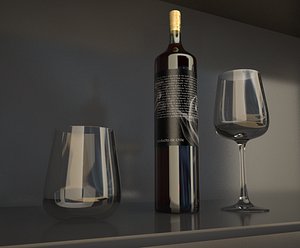 wine bottle with glasses