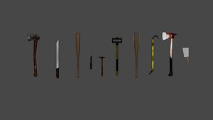 3D Low Polly Melee Weapons model