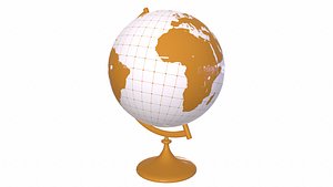 3D Golden Ruptured Globe on Antique Stand 3D model