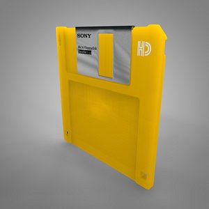 3D sony floppy disk yellow