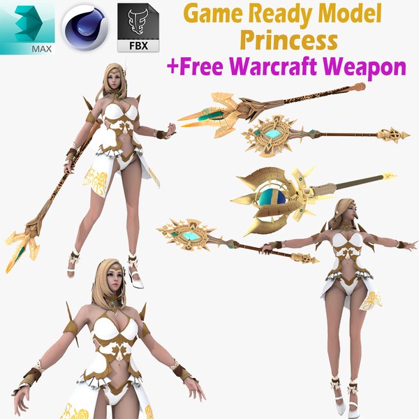 CG Woman girl warrior beauty female character Low-poly 3D mode 3D model
