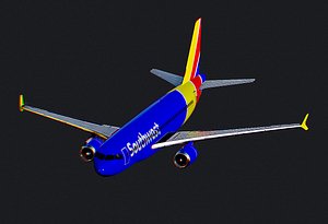 3D Airbus A320 Southwest Airlines Airplane
