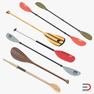 3d model paddles set wooden