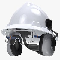 Safety Helmet with Earmuffs and Goggles