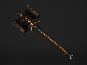 3D fantasy golden hammer - model
