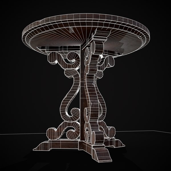 3D Medieval Mahogany Antique Three Legged Round Table model ...