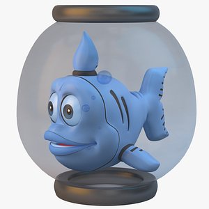 3d blue cartoon fish