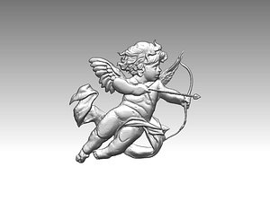 3D angel boy statue relief model