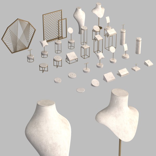 3D Monicadisplaystudio White Velvet Jewelry Stand Vol 13