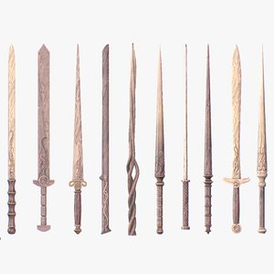 Wooden sword collection 3D