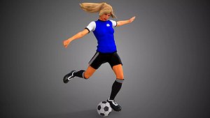 3D Caucasian Football Soccer Player Female model