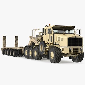 Oshkosh HET A1 Truck Tractor with Semi Trailer Desert Camo 3D model