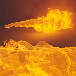 Flame Hitting Wall VDB for Blender 3D model