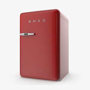 closed red refrigerator smeg 3D model