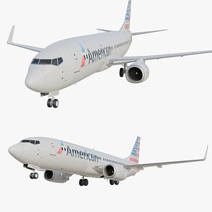 3D American Airlines Boeing 737-800 Realistic Jet Airliner Plane